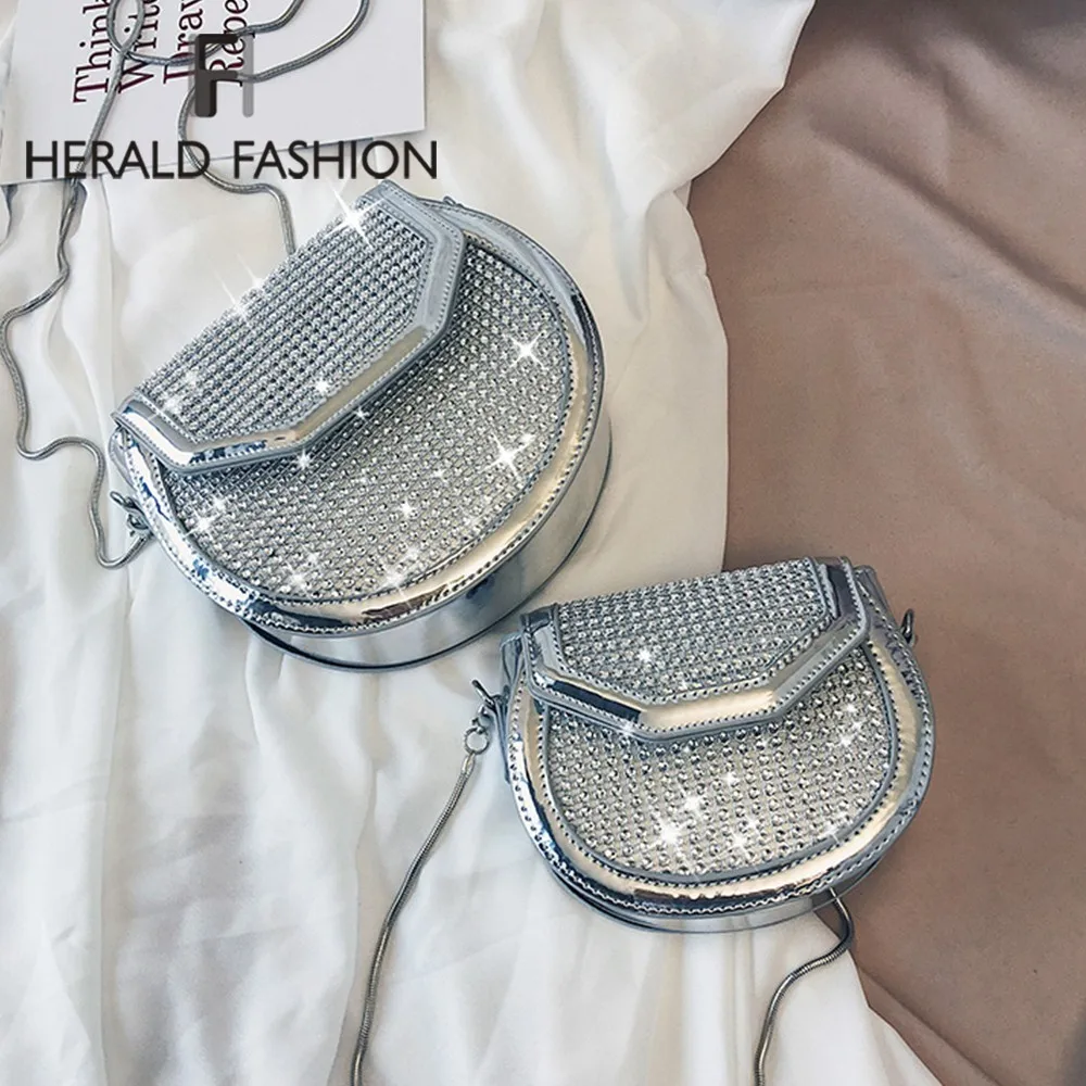 

Herald Fashion Women Messenger Bags Quality Leatehr Chain Female Shoulder Bag Elegant Shiny Saddle Bag Ladies' Crossbody Bag Sac