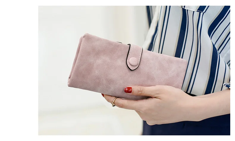 MJ Women Leather Wallets Matte PU Leather Long Wallet Lady's Brand Design Bi-Fold Clutch Purse Coin Pocket Multiple Card Holder (9)