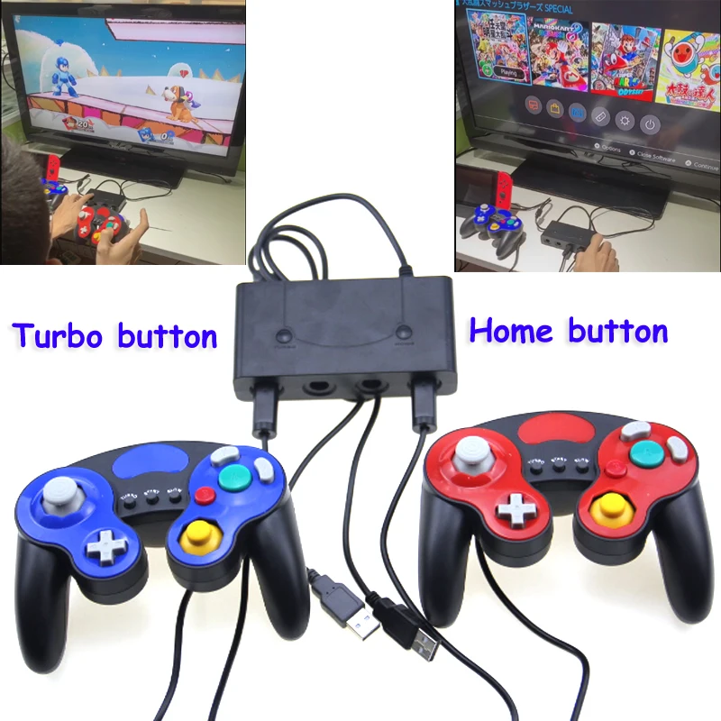 Новейший адаптер контроллера Gamecube для Nintendo WiiU Switch и ПК USB с кнопкой home|Запасные