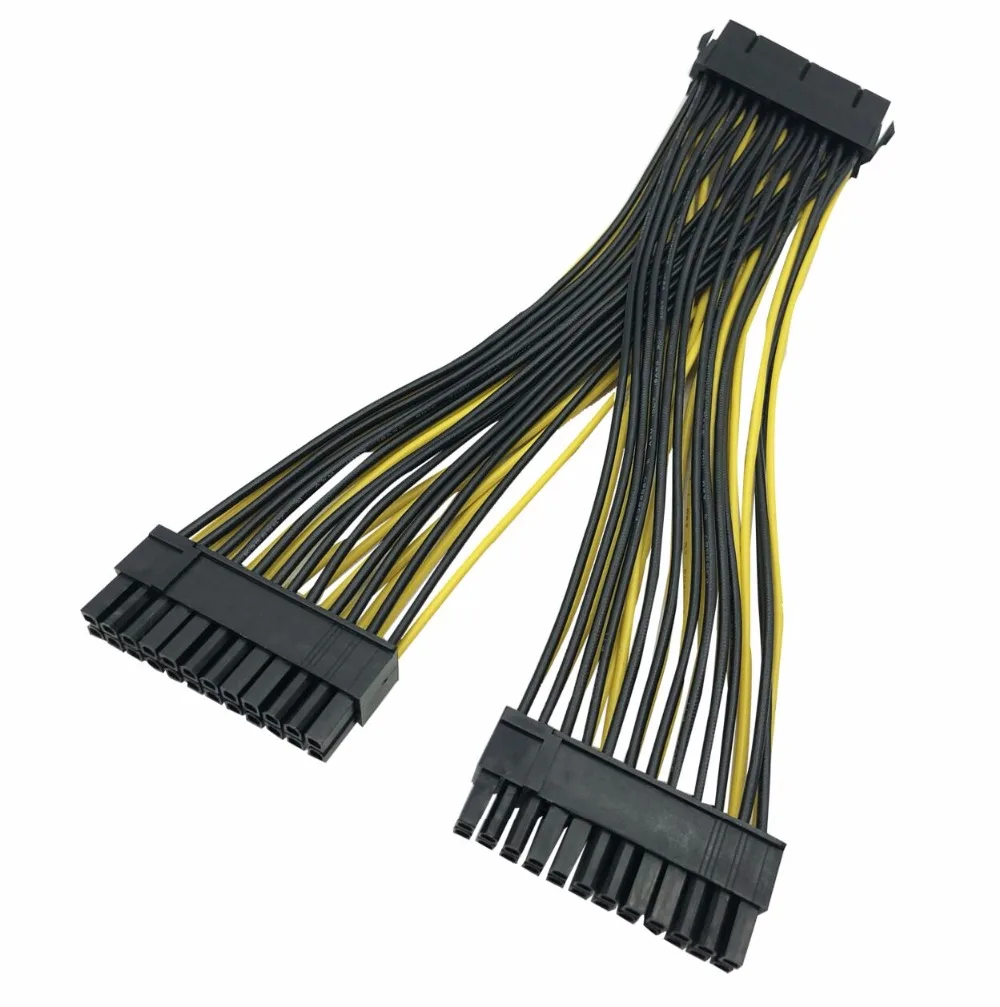 

24P 20+4 Pin Dual PSU Power Supply Cable 18AWG 20cm ATX Motherboard Mainboard Adapter Connector Cable Mining Extension Cable