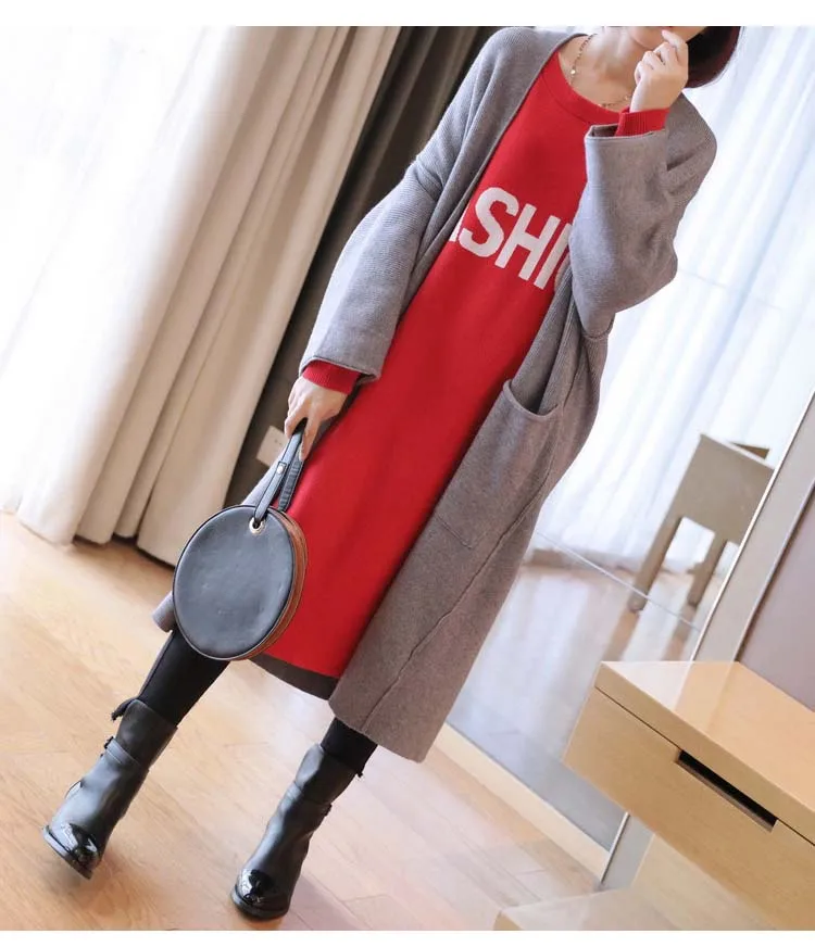 Mi Casual Tricoté Cardigans Manches Noir Chaud Lâche rouge Longue coffee 2018 Mode Tricot Épais gris Manteau Nouveau À Longues Pull Outerwears q8wOZgXx