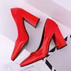 Patent Leather High heels pumps women shoes Sexy Pointed Square heel pumps Black Office female shoes Shallow Slip-On Party shoes ► Photo 3/6