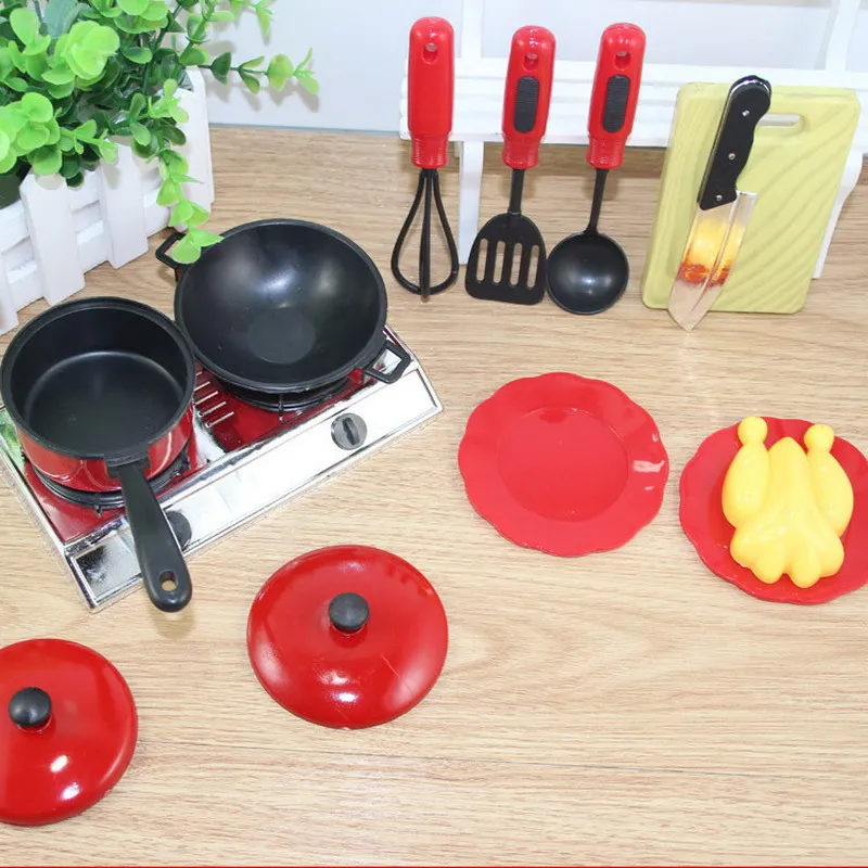 13 Set/LOT Handle Pan Mini Kitchen Cookware Pot Pan Kids Pretend Cook