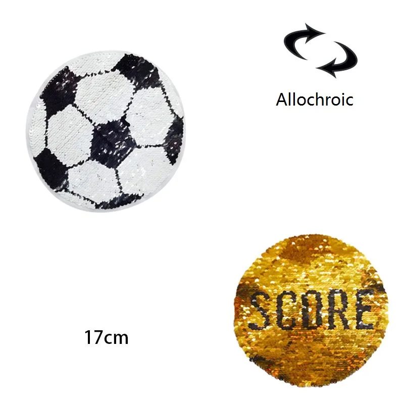 

1pcs Football Reversible Change Sequins Patches For Clothes Kids Boy Girl T Shirt Sew On Embroidered Fabric Badges DIY Applique