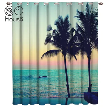 

COCOHouse Coconut Tree Beach Decor Outdoor Kitchen Decor Curtain Panels With Grommets Outdoor Curtains Window Draperies