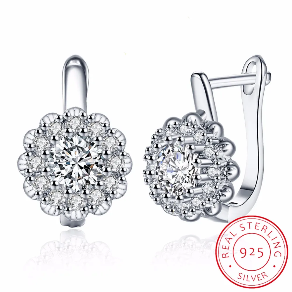 

LEKANI silver Star With Round CZ Flower Huggies Small Hoop Earrings Anti-Allergic Jewelry For Womens Children Girls Baby Kids