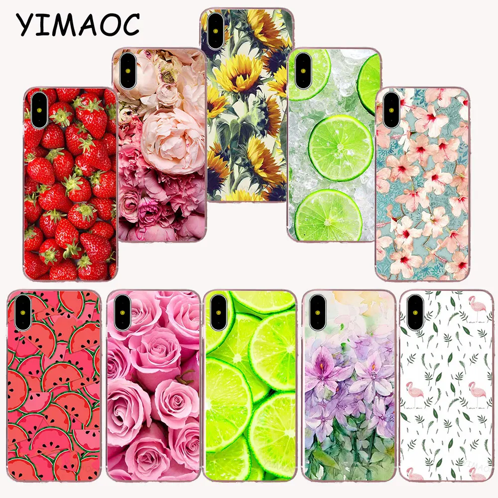 

YIMAOC 177z Flowers Daisy Plants Fruit Soft TPU Silicone Case for iPhone X r s Xr Xs Max 8 7 6S 6 Plus 5 5s SE