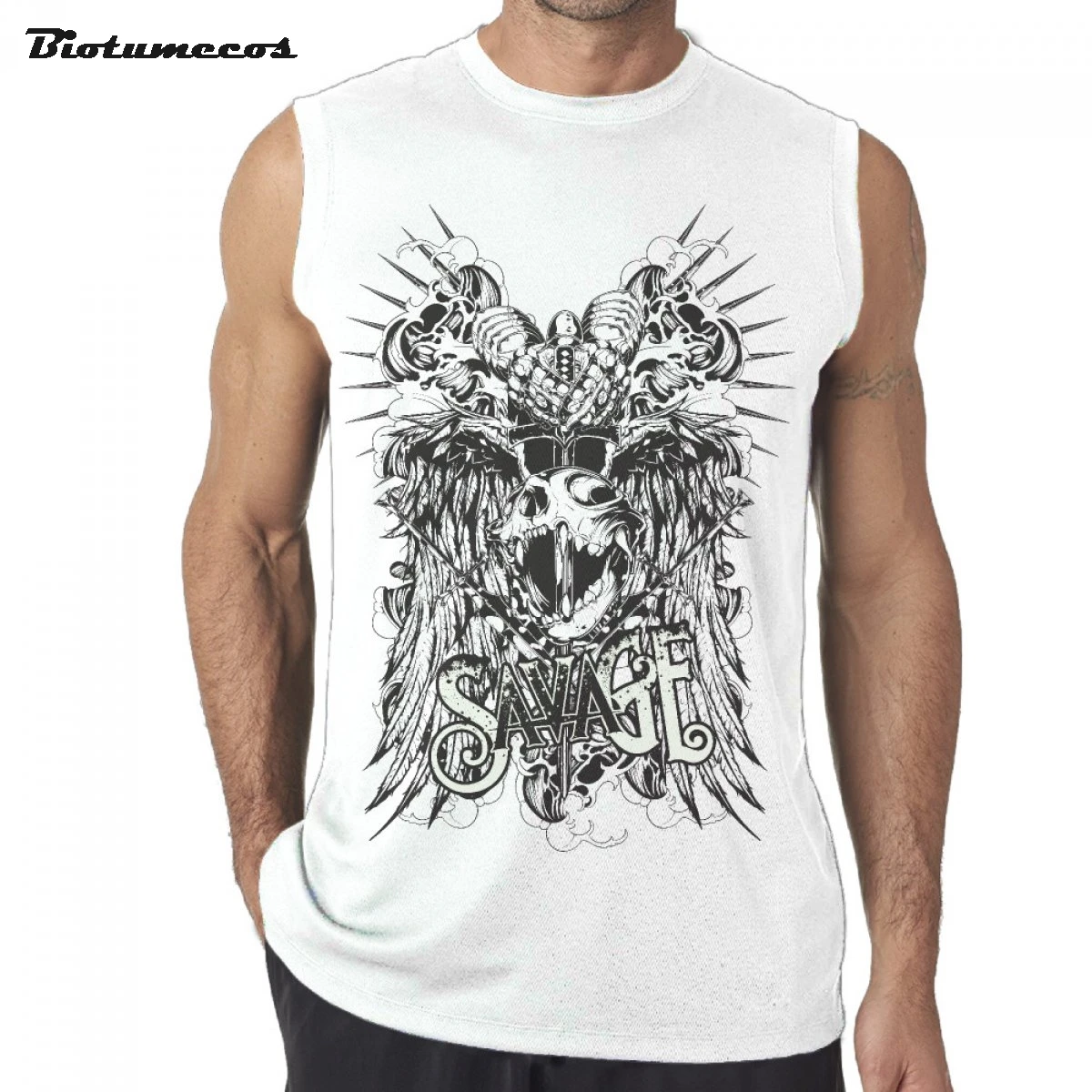 2017 Men Tank Top Cool 100 Cotton Brand Sleeveless Undershirts Savage