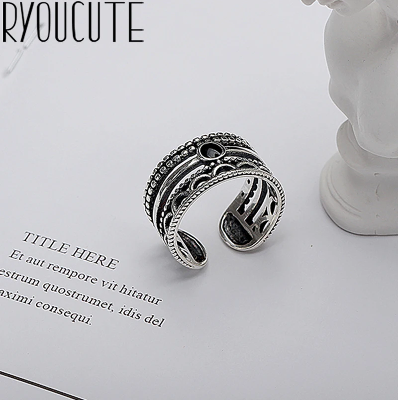 

Exaggerated Personality 925 Sterling Silver Large Rings for Women Gifts Jewelry Retro Antique Finger Rings