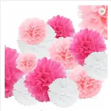 Розовые, темно-розовые, белые яркие украшения для вечеринки креповый цветной бумажный цветок Шары, чтобы повесить для свадьбы