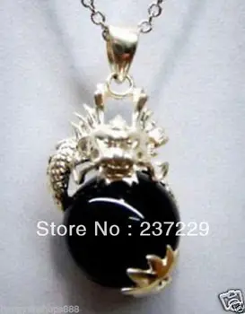 

Wholesale price FREE SHIPPING ^^^^5pcs Charming 14mm black gem stone dragon pendant necklace