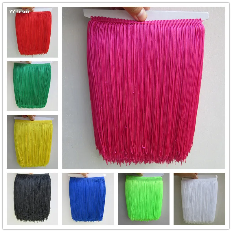 

YY-tesco 10Yards 25cm Wide Lace Fringe Trim Tassel Fringe Trimming For DIY Latin Dress Stage Clothes Accessories Lace Ribbon