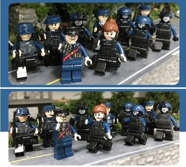 10pcs Compatible Legoing City Police Series SWAT Police Minifigs Figurines with Weapon Guns Building Blocks Toys set for Boys 10pcs Compatible Legoing City Police Series SWAT Police Minifigs Figurines with Weapon Guns Building Blocks Toys set for Boys