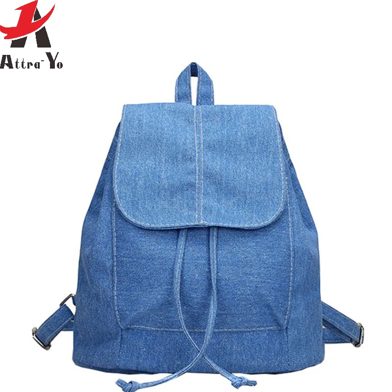

Atrra-Yo Teenage Girl Bolsas Mochilas Feminina Soft Denim Women Backpack Drawstring School Bag Travel Bag high quality bag A1412