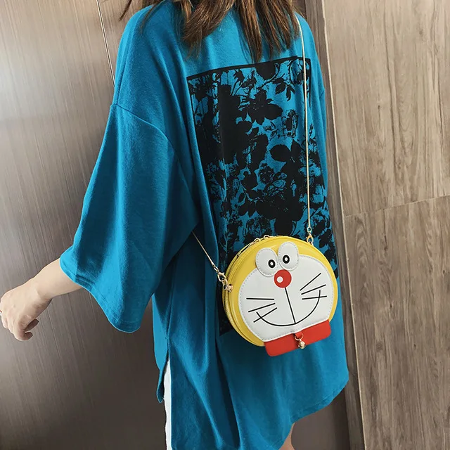 Сумка через плечо Doraemon маленькая круглая сумка с милым мультяшным принтом