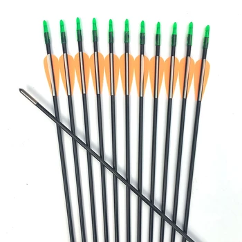 

12PCS 6mm Shaft 30" Length Fiberglass Arrow Fletching Archery Arrows for Recurve Bow Practice Hunting