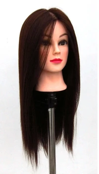 

Free Shipping!! High Quality Brown Black Long Hair Hairdressing Cutting Training Mannequin Head With Clamp