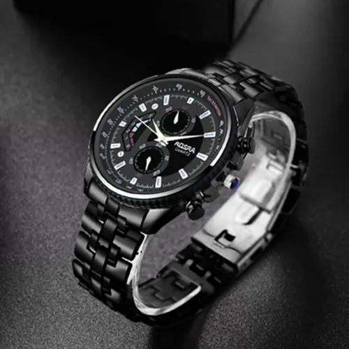 Мужские кварцевые часы полностью стальные горячая распродажа Роскошные и повседневные деловые наручные часы из нержавеющей стали модные черные мужские часы saati