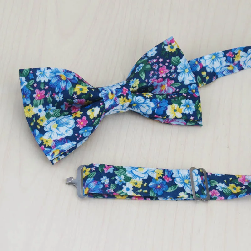 Синий цветочный галстук и галстук-бабочка в комплекте с карманом квадратный красный, желтый белый маленький цветочный узор модные новые стильные галстуки