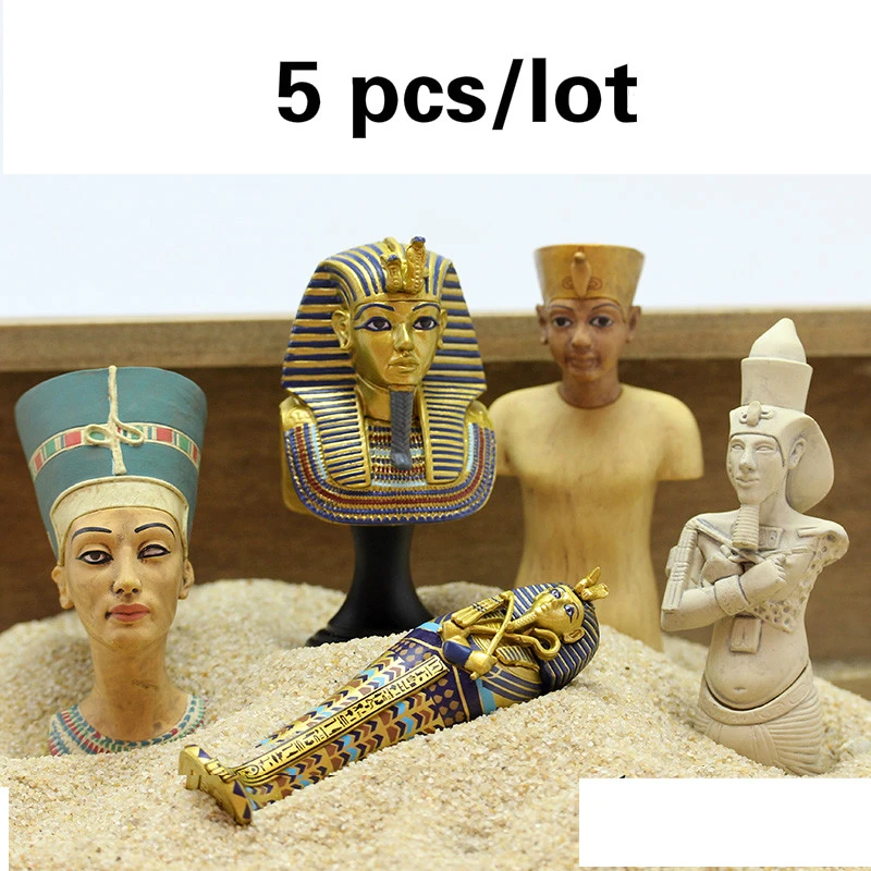 5 pcs/lote egypte pharaon or cercueil buste or masque Patron Saint 8 cm  poupée Action modèle Statue décoration livraison gratuite