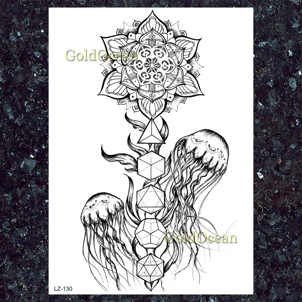 GoldOcean 3D модный нагрудный браслет, черные цветочные искусственные татуировки, наклейки для женщин, девушек, водостойкие татуировки, временные татуировки для тела, руки, искусство, тату - Цвет: HLZ130