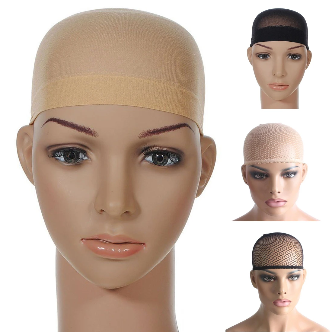 Deluxe Hair Wig Cap Elastic Unisex Mesh/Stockings Liner Snood Nylon Stretchable Weave