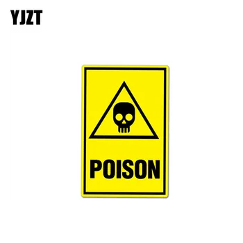

YJZT 8CM*12CM Warning Poison Car Sticker Skull PVC Decal 12-1033