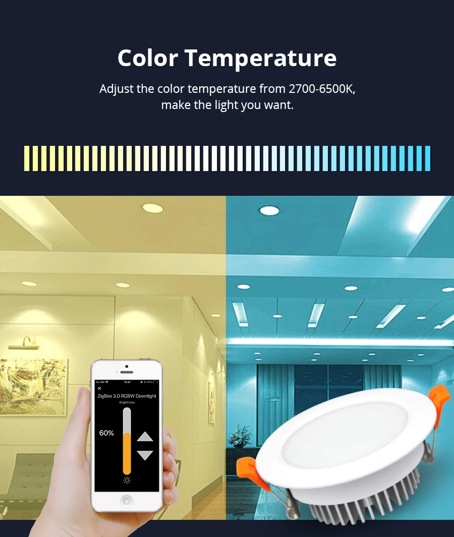 Compatível com Smartthings Luz de Teto Zigbee Downlight Inteligente Rgbw Led Recesso 12 w Hub Echo Mais Iluminação 3.0 Kit 9 High Quality Eletrônicos