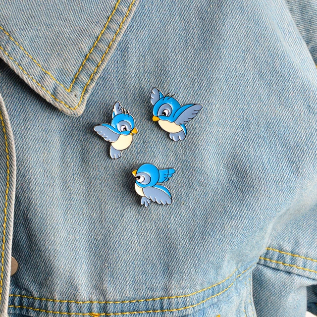 3 pz/set Animali Uccelli Spilla set Metallo Smalto Blu Pin Pulsante borsa Zaino 3 pz/set Animali Uccelli Spilla set Metallo Smalto Blu Pin Pulsante borsa Zaino
