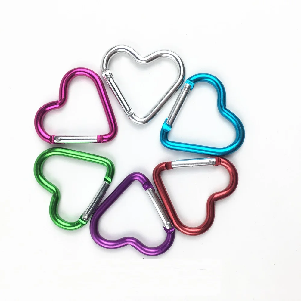 

5PCS 4.4*4.2cm Outdoor Heart Shaped Survival Gear Carabiner Hook Buckle For Camping Hiking EDC Tool Mosqueton Key Chain AA60-5P