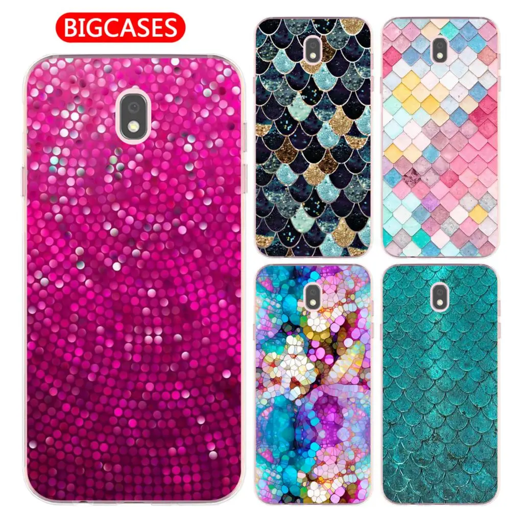 For Samsung Galaxy J7 2017 Case 5.5&quot J730 EU Version Soft TPU Silicone Cute Happy Color Fish Scales Flower Painted Phone Cover |