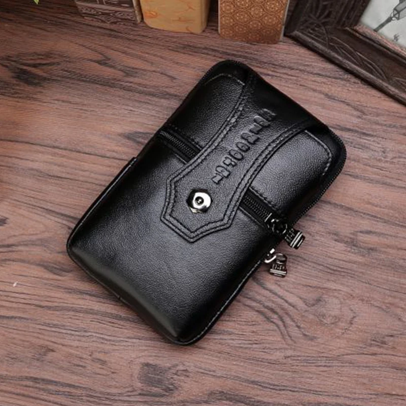 Мужская поясная сумка из натуральной кожи с крючком 100%|shoulder waist bag|waist bagpack belt |