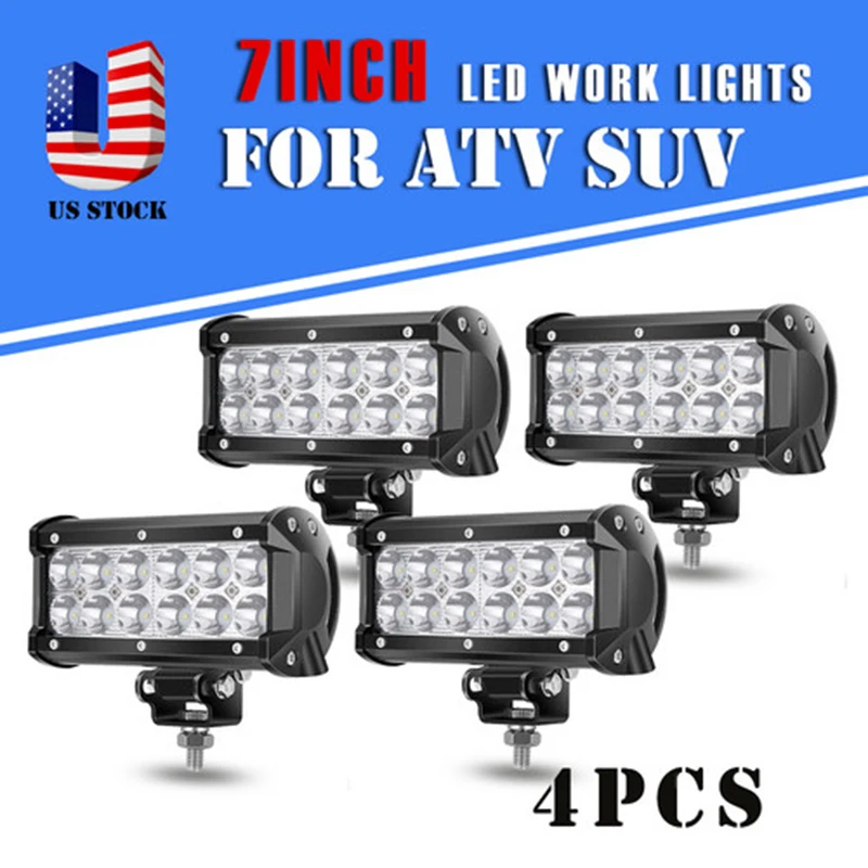 

4PCS 7inch 36W Spot Beam LED Work Light Bar Lamps For Cars Dual Row Offroad Driving Truck ATV SUV 4WD Fog Waterproof