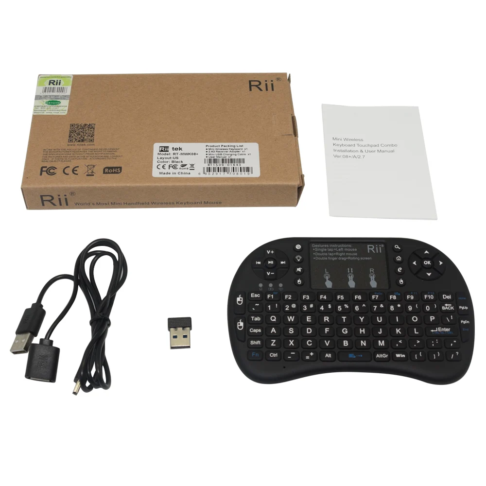Teclado Inglês sem Fio Rii i8 Mais 2.4ghz Teclado Retroiluminado com Touchpad e Luz de Fundo para Mini pc Smart tv Android tv Box pc - Imagem 5