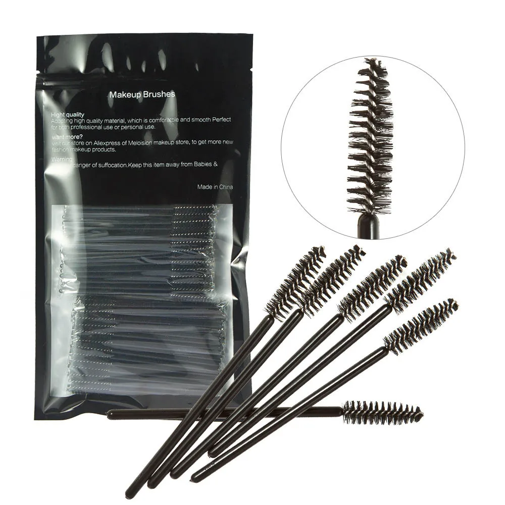 

HUAMIANLI 100 Pcs Disposable Eyelash Mascara Eye Lash Makeup Brush Wands Tools Applicator