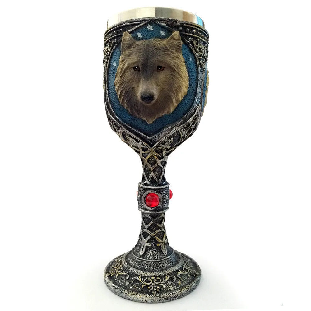 Stainless Steel Wolf Goblet EZESO Resin 3D Wolf Coffee Cup Stainless