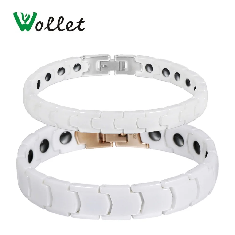 

Wollet Valentine's Day 99.999% Germanium Couple White Ceramic Magnetic Bracelet For Men Women Korea Design Health Hematite