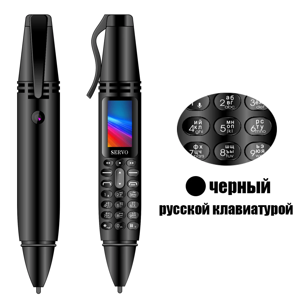SERVO K07 ручка мини мобильный телефон 0,9" крошечный экран GSM двойная SIM камера Фонарик Bluetooth Dialer мобильные телефоны с записывающей ручкой - Цвет: Black Russian Button