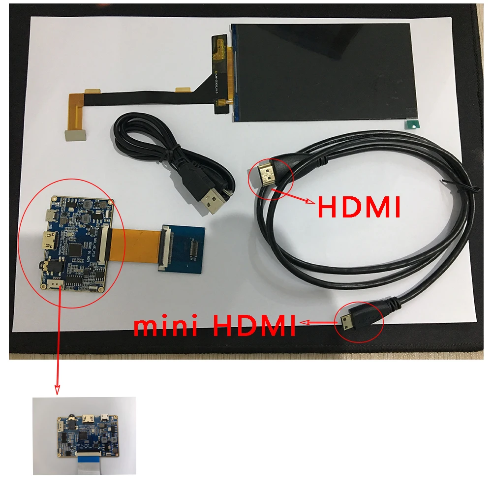 5,5 дюймов 1920*1080 HDMI DIY ЖК-дисплей 3d принтер проектор Комплект SLA монитор УФ отверждения SLA модуль экран ПК 1080P монитор - Цвет: LCD Screen kits