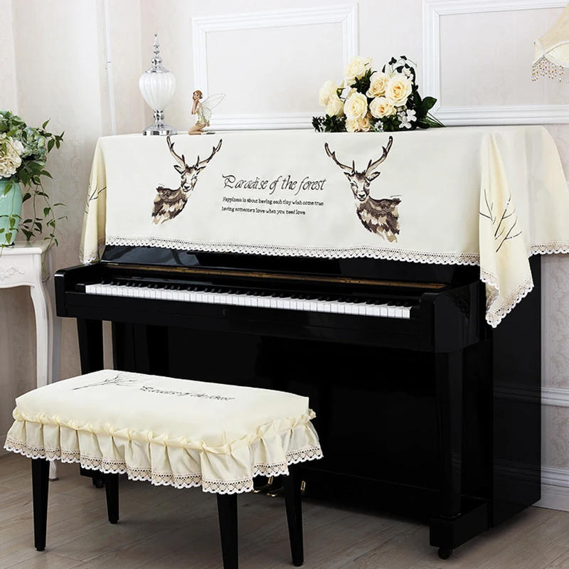 Половина и полный Чехол для пианино со стулом крышка Стиль содержит натуральный Сельский в европейском стиле на шнуровке с рисунком оленя пыленепроницаемый салфетка на фортепьяно