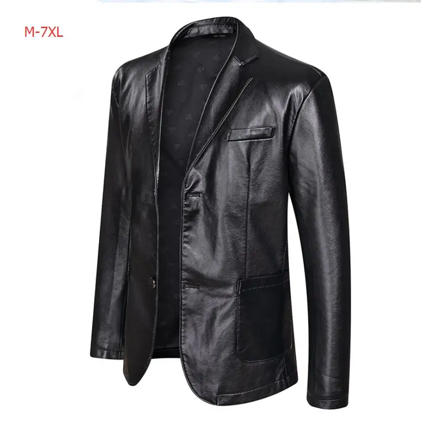 M-7XL Весенняя и осенняя одежда мужская плюс удобрение 6XL искусственная кожа блейзеры пальто среднего возраста отец костюм куртка повседневное пальто
