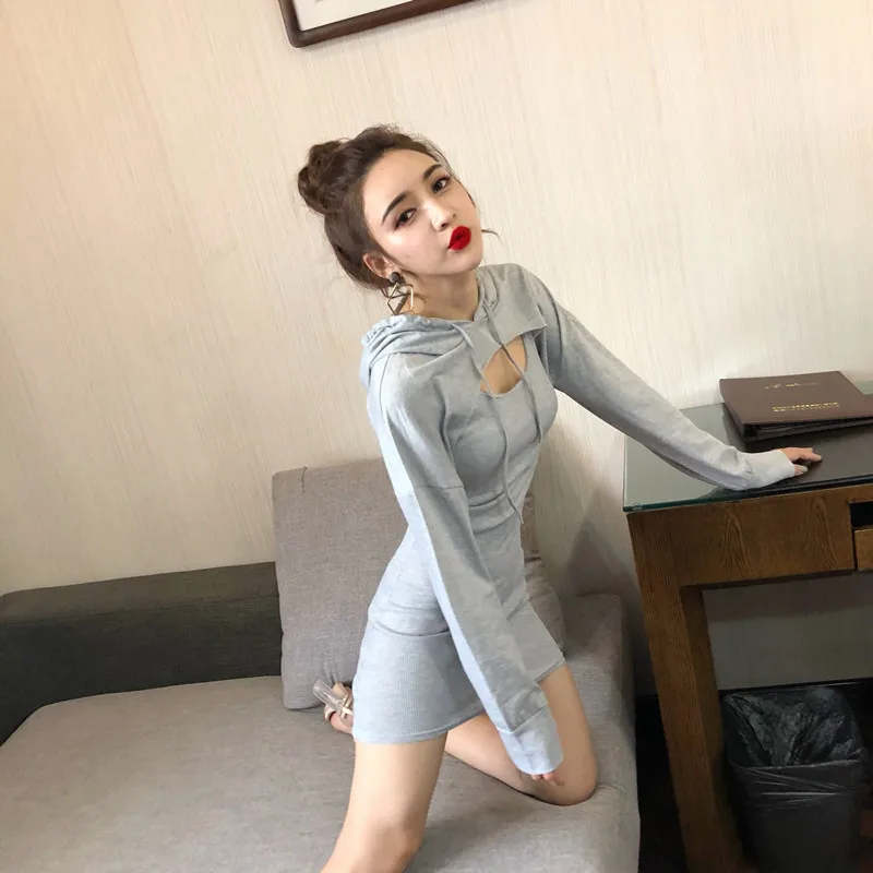 New Autumn Casual Womens Tank Dresses with Long Sleeve Loose Pullover Sweatshirt Tops 2/Two Pieces Set Dress Dresses
