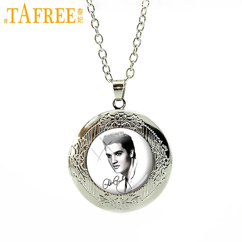 

TAFREE Vintage Elvis Presley locket Pendant The King Rock Jewelry Marilyn Monroe Audrey Hepburn choker statement Necklace N393