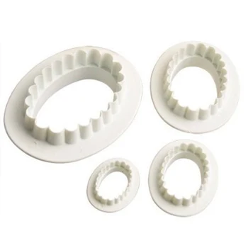 

4 Pcs/Set Food Grade Plastic DIY Oval Cookie Biscuit Cutter Cake Mold Fondant Cutter Mould Baking Cake Decorating Tools