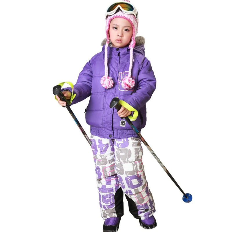 

Dollplus Winter Girls Ski Sets for girls Windproof Waterproof Jackets + Ski Pants 2019 Girls Sports Tracksuits Kids Clothes