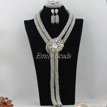 Нигерийские Свадебные украшения cosutme Африканский Ювелирные наборы ручной кристалл Бусины Ожерелья для мужчин Ювелирные наборы amj669