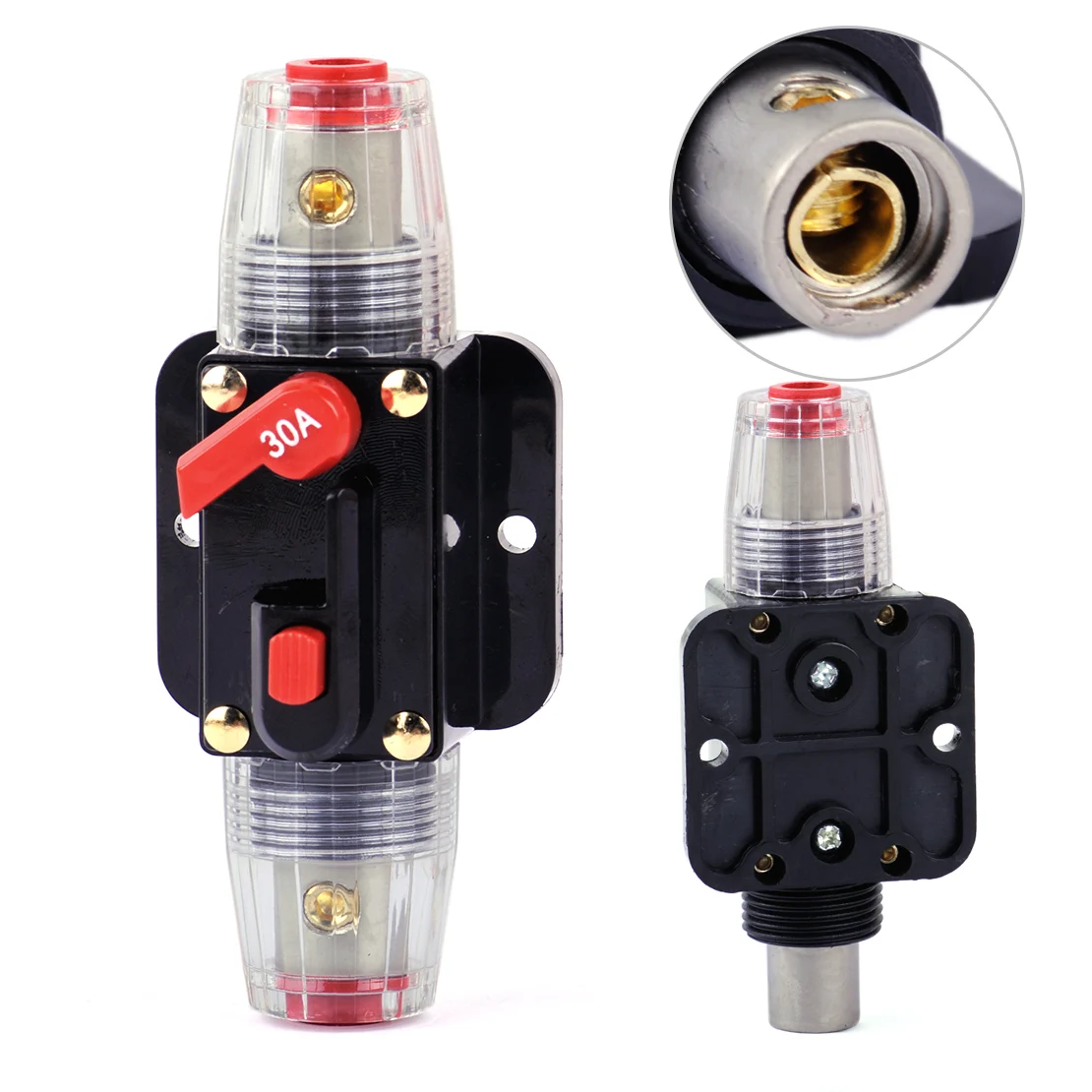 DWCX 30A Black Car Auto Audio Stereo Inline Fuse Circuit Breaker Reset