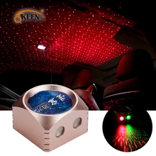 OKEEN Vacanza Luce Della Decorazione Dell’automobile del USB HA CONDOTTO LA Luce Rosso Verde Star Cielo Proiettore di Luce Auto Lampada Atmosfera Camera Interni Luce 12 V