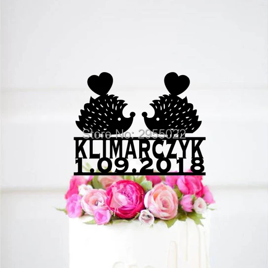 

Customized Wedding Cake Topper Hedgehog couple,Mr & Mrs Last name wedding cake topper