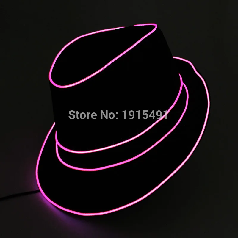 Элегантный классический EL Wire сценический дизайн Волшебная Шляпа неоновые светодиодные лампы привлекательная светодиодная нить холодный свет полоса Топ шляпа для свадебной вечеринки - Испускаемый цвет: Pink